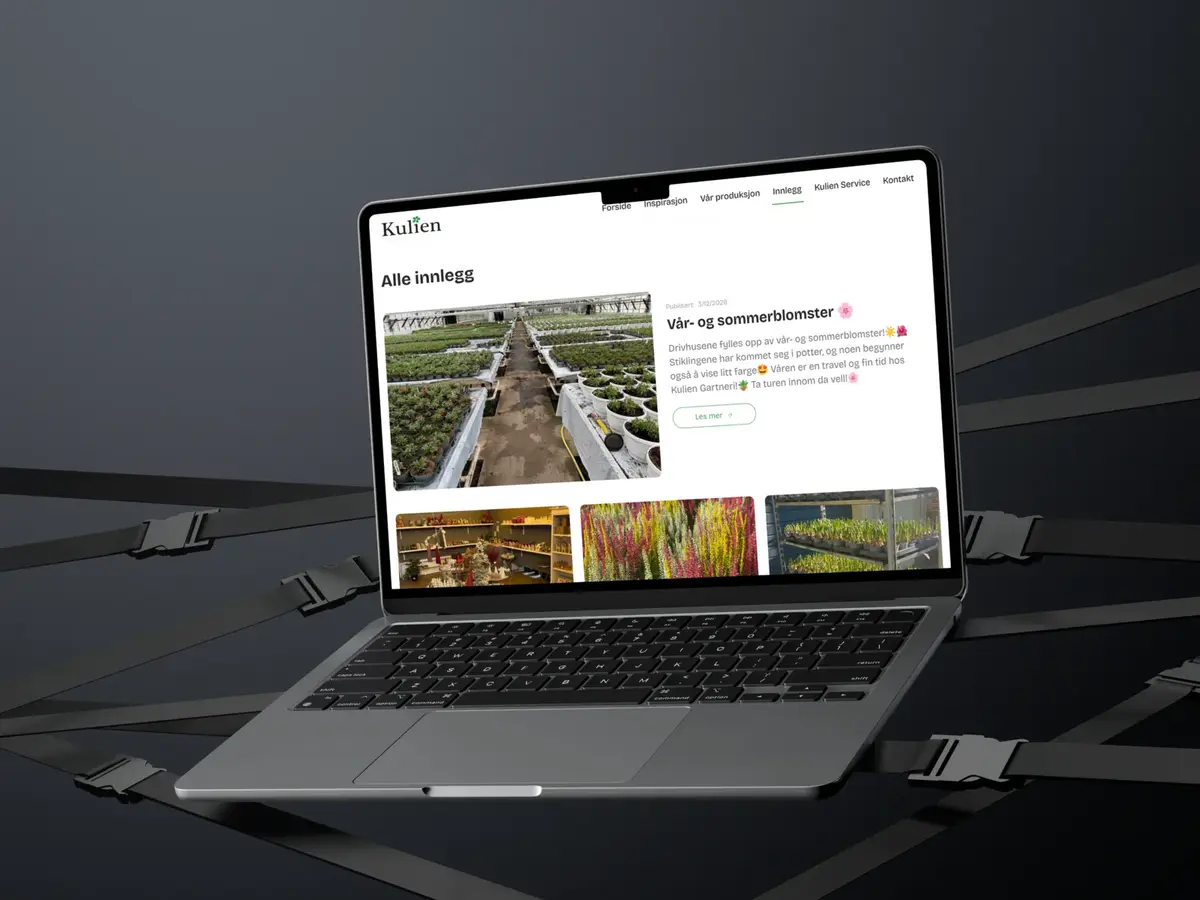 Kulien-nettsiden vist på en MacBook